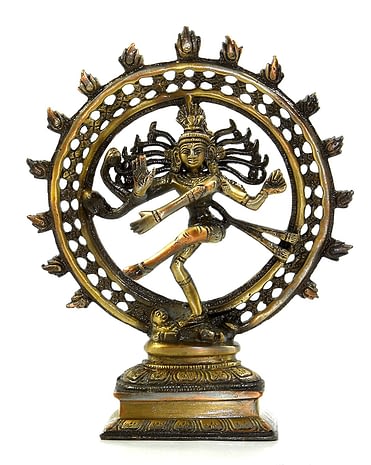 METAL Idol of Dancing God Shiva Natraj Statue with Antique Look Gold color GIFT 